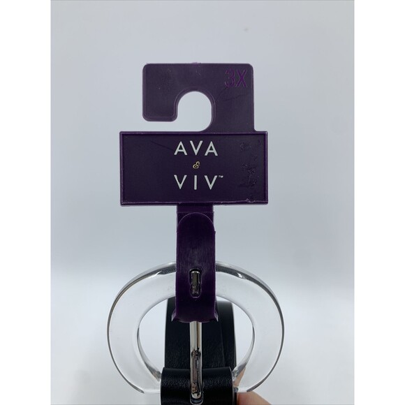 Ava & Viv Womens 3X Belt Black Faux Leather Round Translucent Buckle Classic NEW - Picture 8 of 9